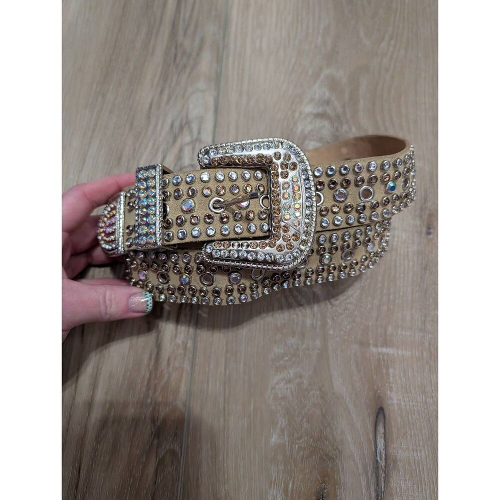 Leatherock Western Leather Belt – Womens 34 Medium Large USA Bling Boho Gypsy